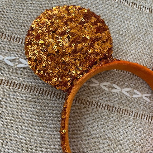 Purple Fabric and  Orange Sequin Mouse Ears Headbands - Picture 8 of 10